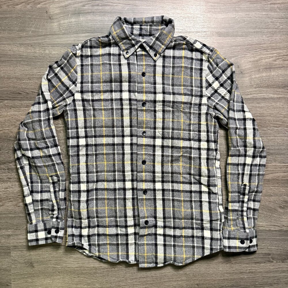 L.L. Bean Men's Scotch Plaid Flannel Shirt Slim Fit - Grey/Yellow